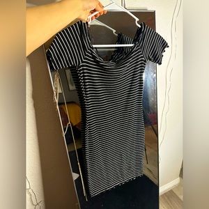 off the shoulder stripped  dress
